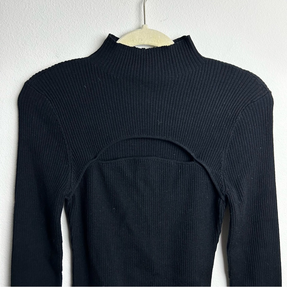 NWT Joe's Jeans Wool blend Riya sweater long-sleeve mock neck jet black size: M - Picture 3 of 12
